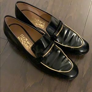 100% authentic Salvatore Ferragamo black leather